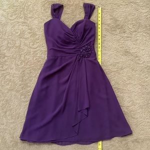 David’s Bridal Short Purple Chiffon Dress